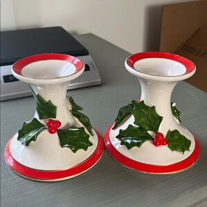 Fitz and Floyd Handpainted Candlesticks 1977